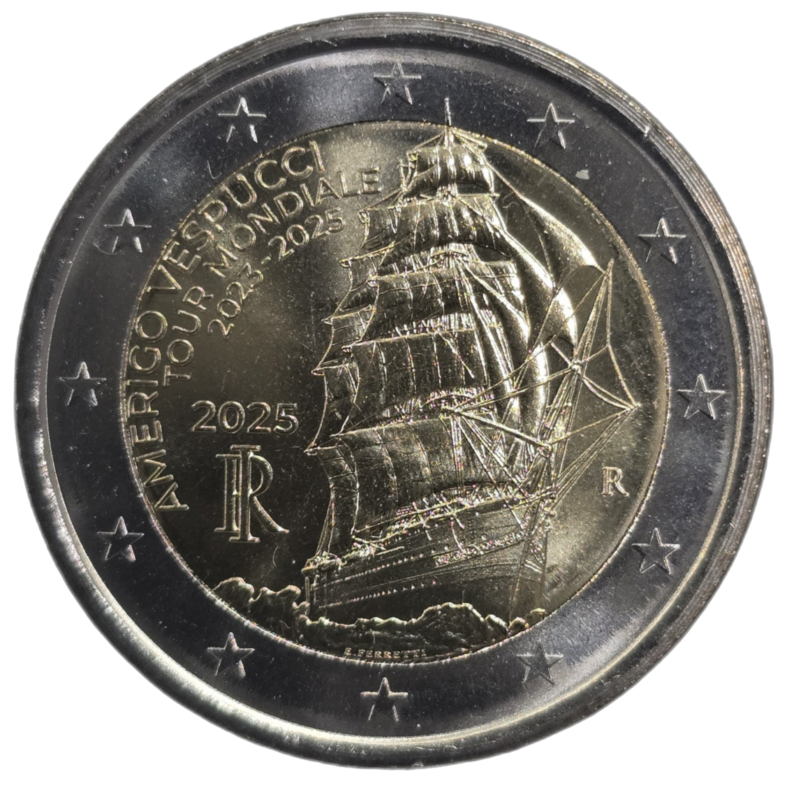 2 euros conmemorativa Vuelta al mundo del buque escuela Amerigo Vespucci 2023-2025